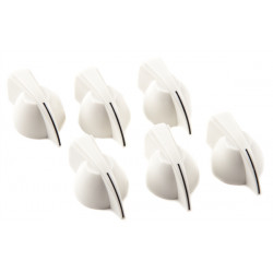 Boutons Fender Chicken Head pour ampli (6), Blancs