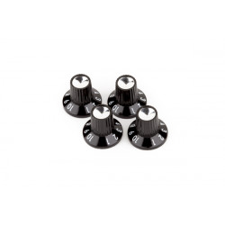 4 boutons ampli Fender Push-On à jupe noire/argentée