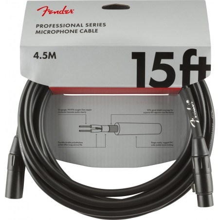 Câble Fender Professional Series Microphone Cable, noir - 4,5m