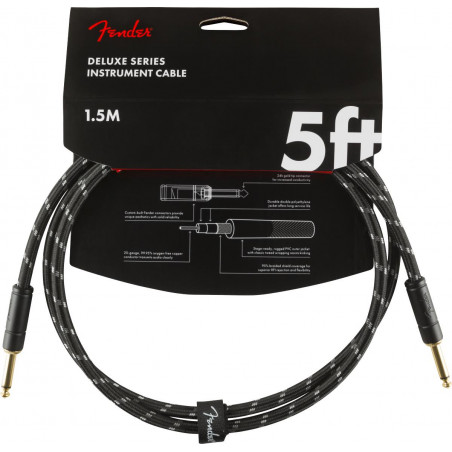 Câble jack Fender Deluxe Series Instruments Cable, droit, noir Tweed - 1,5m