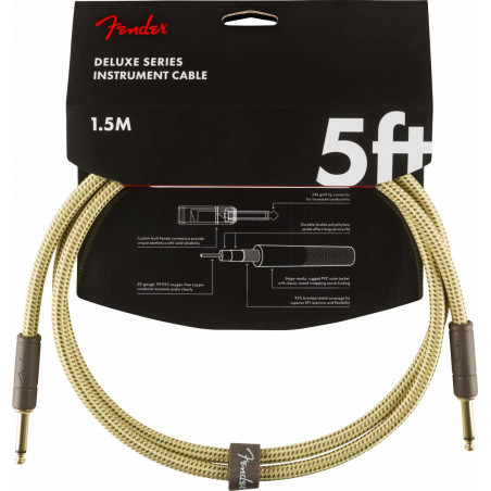 Câble jack Fender Deluxe Series Instruments Cable, droit, Tweed - 1,5m