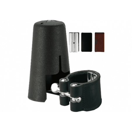 Vandoren  LC23P - Ligature cuir clarinette alto + couvre-bec plastique