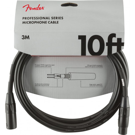 Câble jack Fender Professional Series Microphone Cable, noir - 3m