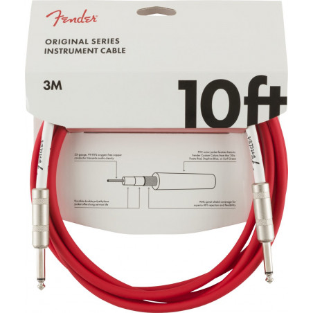 Câble jack Fender Original Series Instrument Cable, Fiesta Red - 3m
