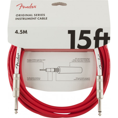 Câble jack Fender Original Series Instrument Cable, Fiesta Red - 4,5m