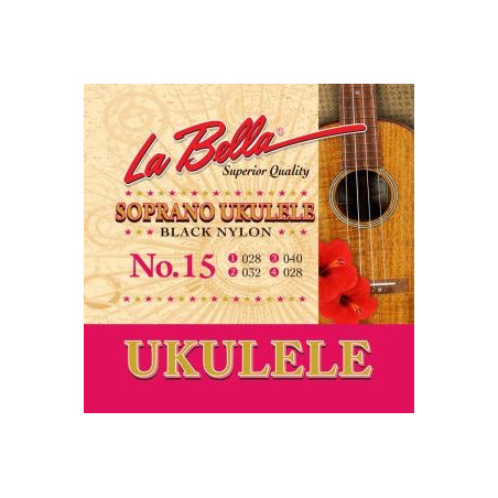 Labella LB15 - Jeu ukulele soprano la bella black nylon