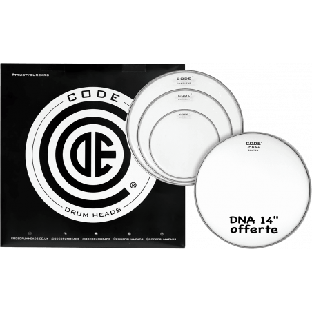 Code Drumheads TPDNACLRF - Pack peaux tom transparentes Fusion + caisse claire DNA sablée 14"