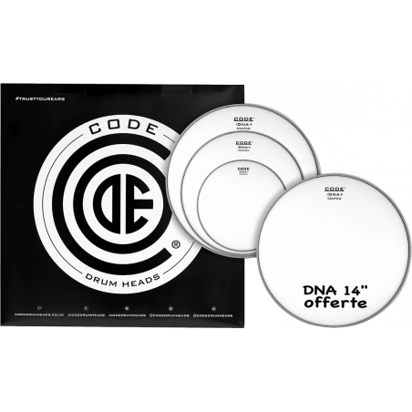 Code Drumheads TPDNACTDF - Pack peaux 10" 12" 14" DNA sablées Fusion + snare DNA sablée 14"
