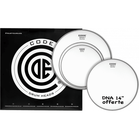 Code Drumheads TPDNACTDS - Pack peaux 12" 13" 16" DNA sablées Standard + snare DNA sablée 14"
