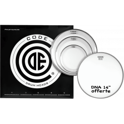 Code Drumheads TPRRCLRF - Pack peaux 10" 12" 14" transparentes Fusion + DNA sablée 14"