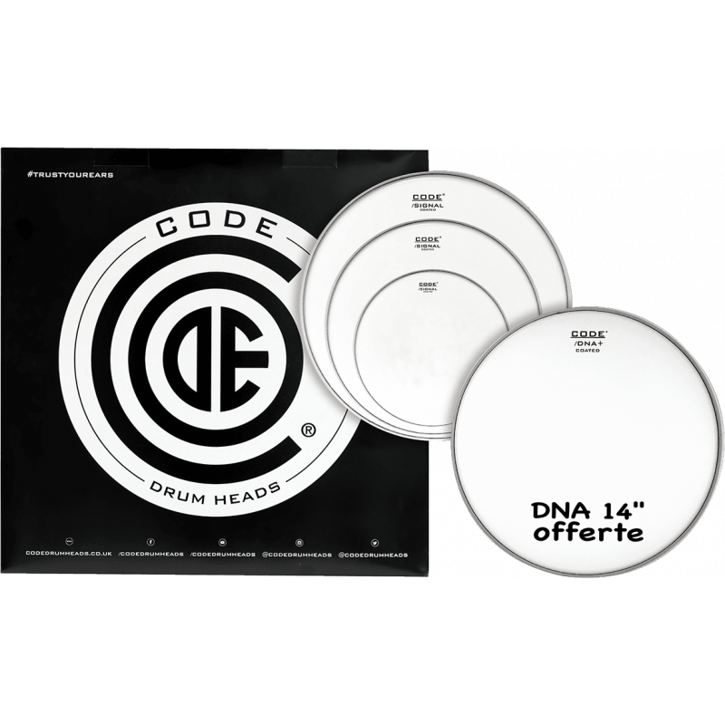 Code Drumheads TPSIGCTDF - Pack peaux 10" 12" 14" Signal sablées Fusion + DNA sablée 14"