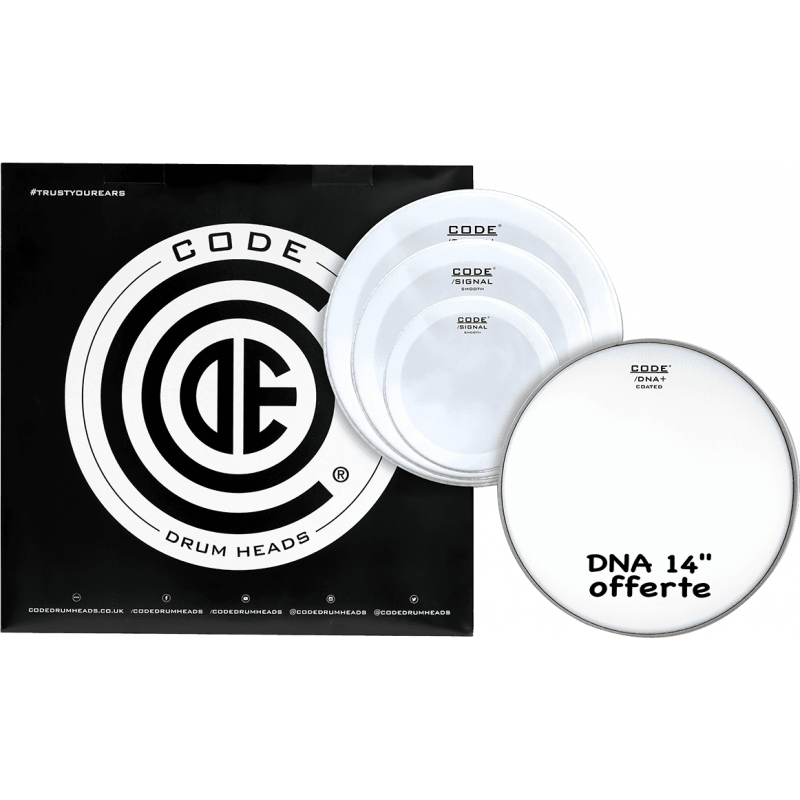 Code Drumheads TPSIGSMOF - Pack peaux 10" 12" 14" Signal Smooth Fusion + DNA sablée 14"