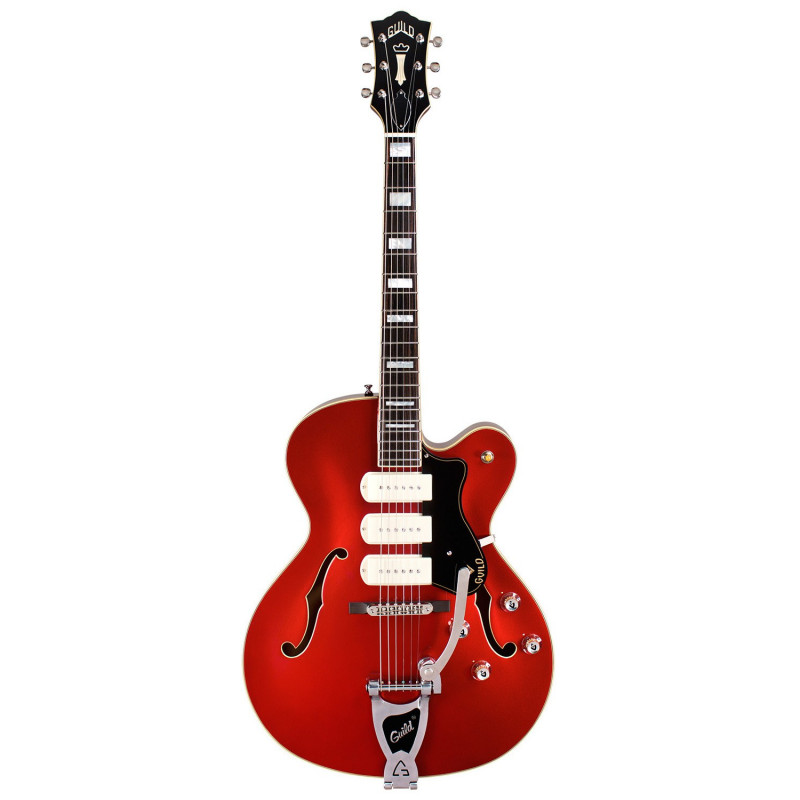 Guild X-350 Stratford w/Vibrato - Red - guitare électrique + étui)