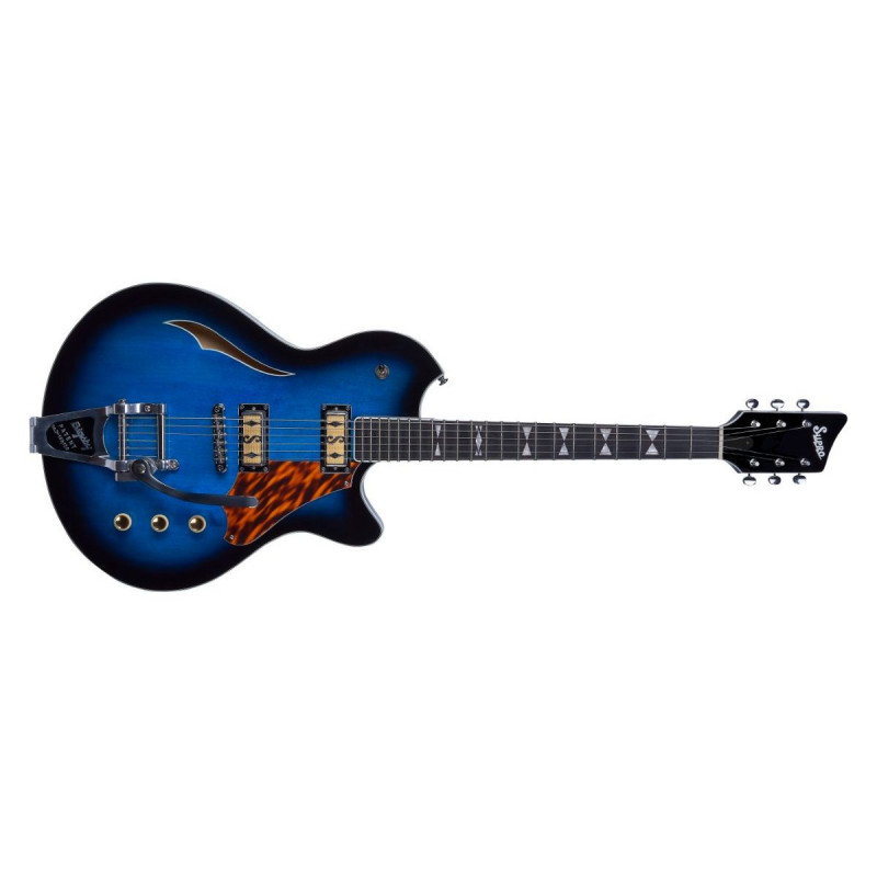 Supro 2052ABB7 Clermont - Guitare électrique semi acoustique - Finition bleue
