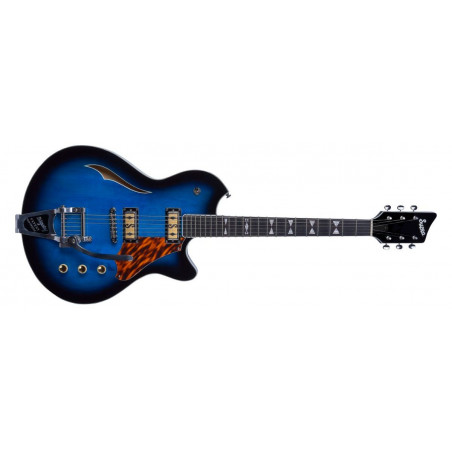 Supro 2052ABB7 Clermont - Guitare électrique semi acoustique - Finition bleue