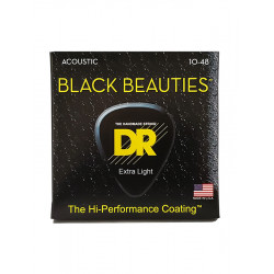 DR BKA-10 - Black Beauties - Black, jeu guitare acoustique, Extra Light 10-48