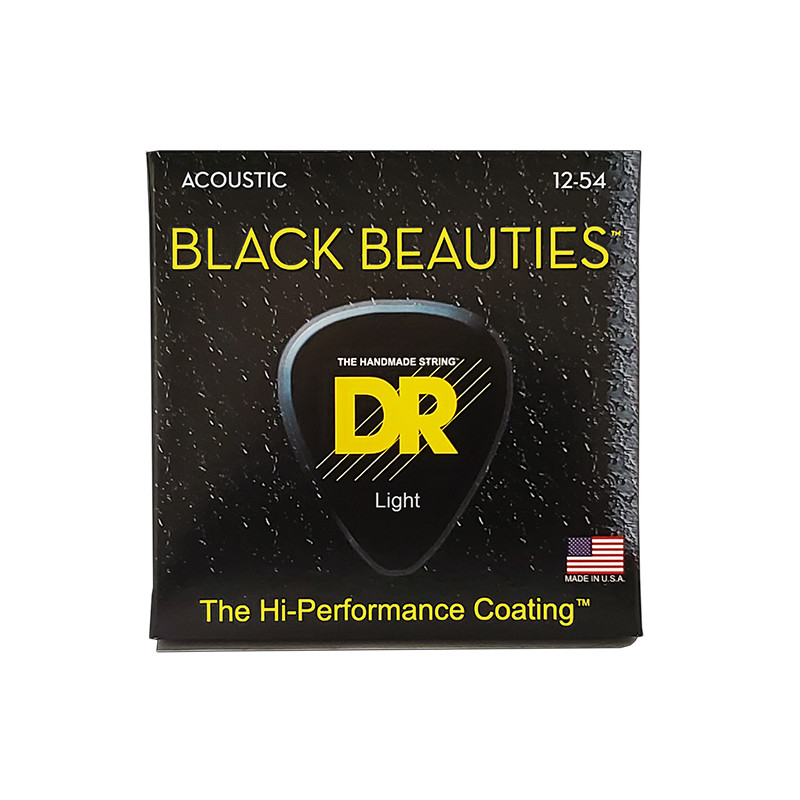 DR BKA-12 - Black Beauties - Black, jeu guitare acoustique, Light 12-54
