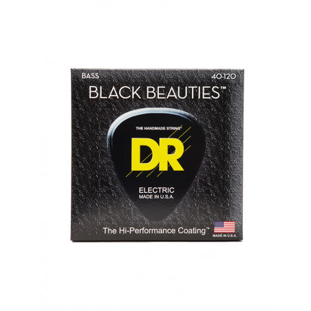 DR BKB5-40 - Black Beauties - Black, jeu guitare basse, 5 cordes Light 40-120