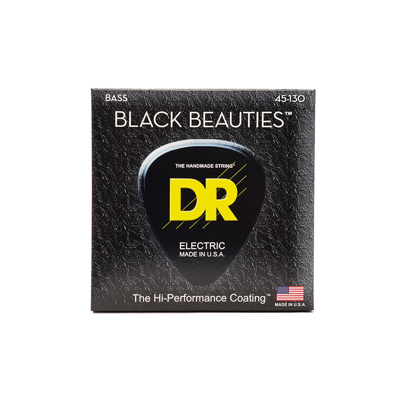 DR BKB5-130 - Black Beauties - Black, jeu guitare basse, 5 cordes Medium à Heavy 45-130