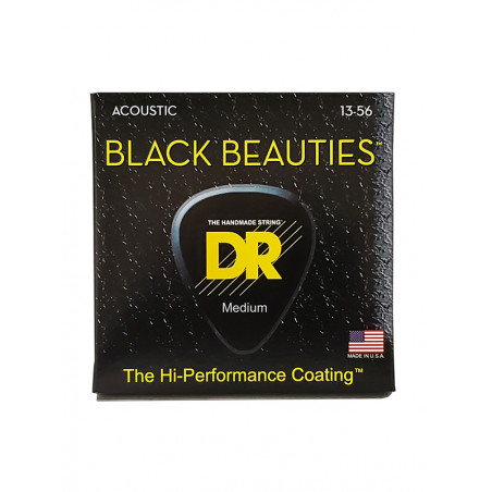 DR BKA-13 - Black Beauties - Black, jeu guitare acoustique, Medium 13-56