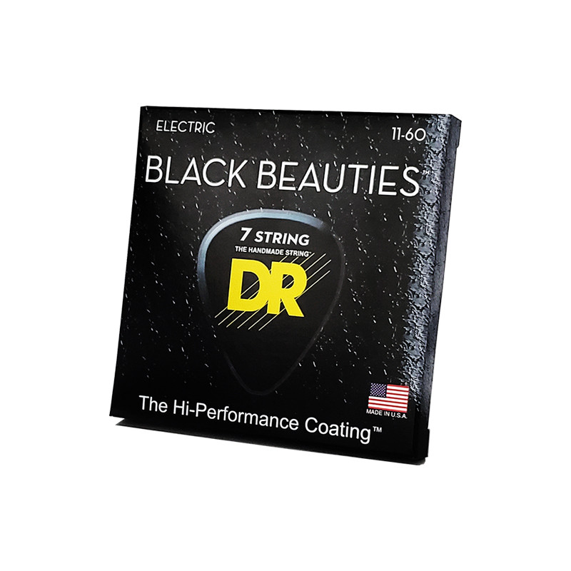 DR BKE7-11 - Black Beauties - Black, jeu guitare électrique, 7 cordes Heavy 11-60