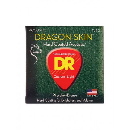 DR DSA-11 - Dragon Skin - Clear Coated, jeu guitare acoustique, Custom Light 11-50
