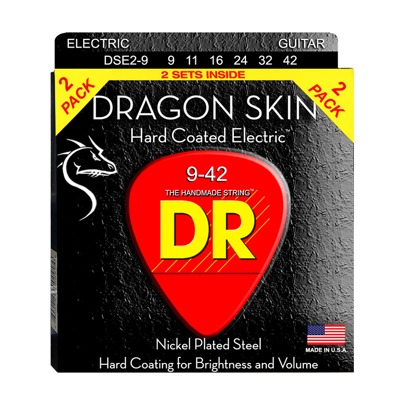 DR DSE-2-9 - Dragon Skin - Clear Coated, 2 jeux guitare électrique, Light 9-42