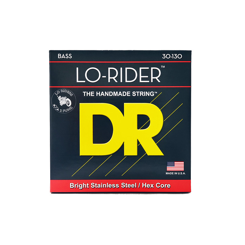 DR MH6-130 - Lo-Rider - Stainless Steel, jeu guitare basse, 6 cordes Medium à Heavy 30-130