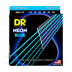 DR NBA-10 - Hi-Def Neon - Blue, jeu guitare acoustique, Extra Light 10-48
