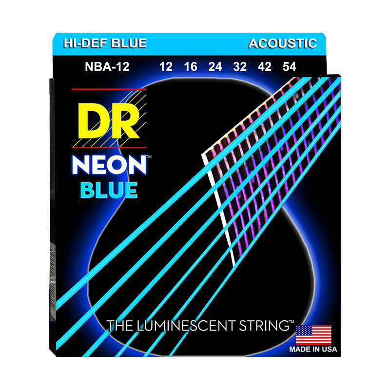 DR NBA-12 - Hi-Def Neon - Blue, jeu guitare acoustique, Light 12-54