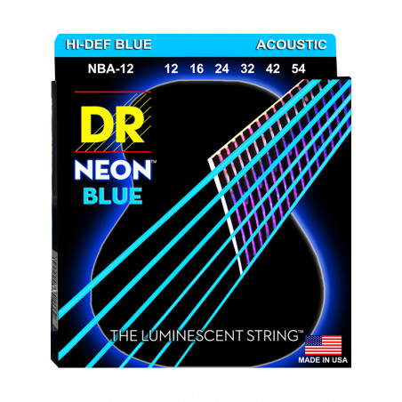 DR NBA-12 - Hi-Def Neon - Blue, jeu guitare acoustique, Light 12-54