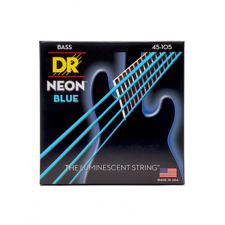 DR NBB-45 - Hi-Def Neon - Blue, jeu guitare basse, Medium 45-105