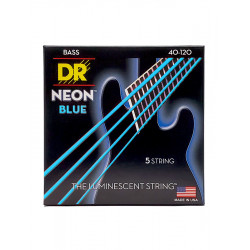 DR NBB5-40 - Hi-Def Neon - Blue, jeu guitare basse, 5 cordes Light 40-120