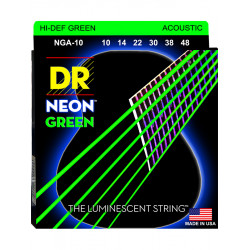 DR NGA-10 - Hi-Def Neon - Green, jeu guitare acoustique, Extra Light 10-48