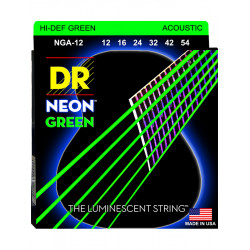 DR NGA-12 - Hi-Def Neon - Green, jeu guitare acoustique, Light 12-54