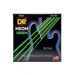DR NGB5-40 - Hi-Def Neon - Green, jeu guitare basse, 5 cordes Light 40-120
