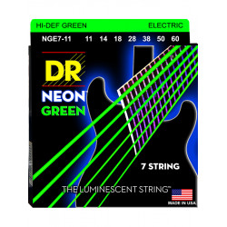 DR NGE7-11 - Hi-Def Neon - Green, jeu guitare électrique, 7 cordes Heavy 11-60