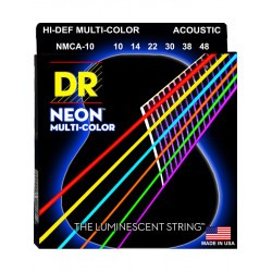 DR NMCA-10 - Hi-Def Neon - Multi-color, jeu guitare acoustique, Extra Light 10-48