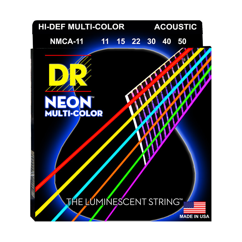 DR NMCA-11 - Hi-Def Neon - Multi-color, jeu guitare acoustique, Custom Light 11-50