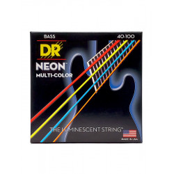 DR NMCB-40 - Hi-Def Neon - Multi-color, jeu guitare basse, Light 40-100