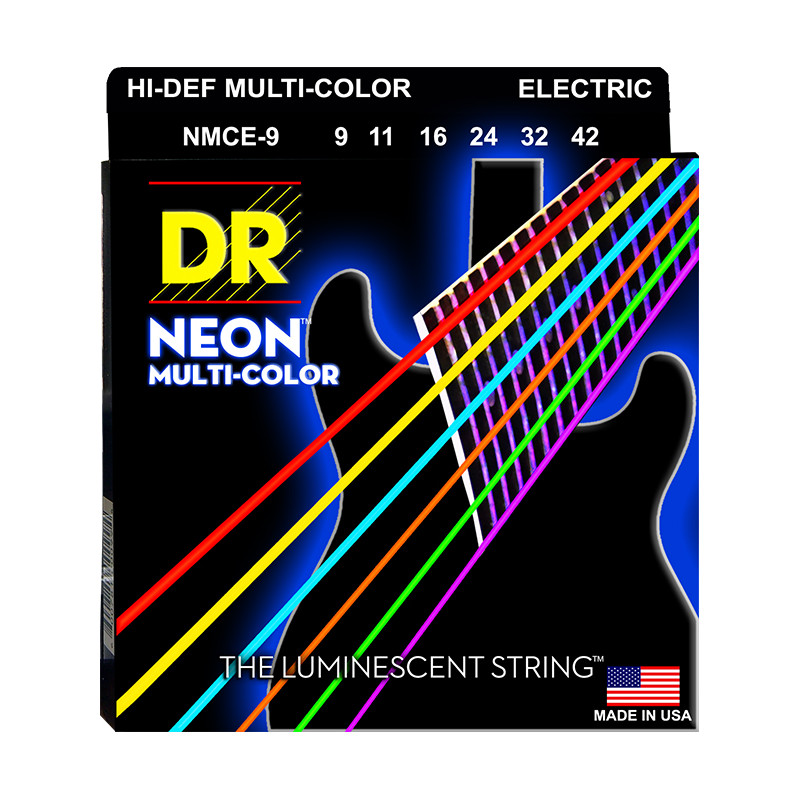 DR NMCE-9 - Hi-Def Neon - Multi-color, jeu guitare électrique, Light 9-42