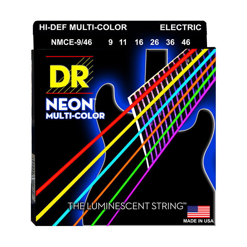 DR NMCE-9-46 - Hi-Def Neon - Multi-color, jeu guitare électrique, Light à Medium 9-46