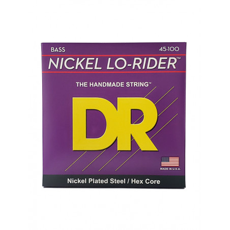 DR NMLH-45 - Nickel Lo-Rider - Nickel Plated, jeu guitare basse, Light à Medium 45-100