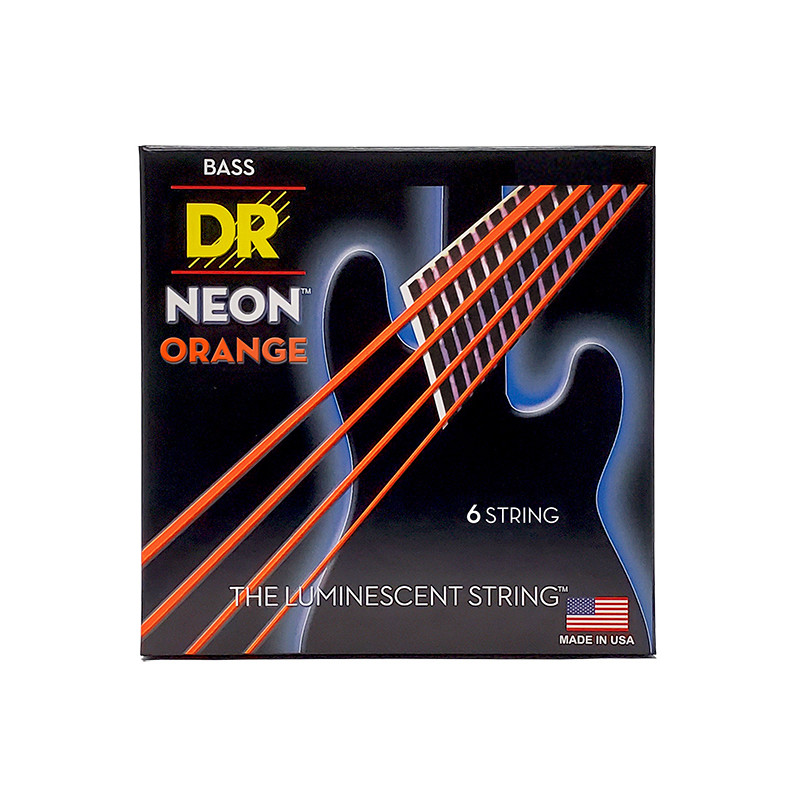DR NOB6-30-120 - Hi-Def Neon - Orange, jeu guitare basse, 6 cordes Light à Medium 30-120
