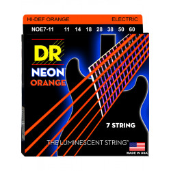 DR NOE7-11 - Hi-Def Neon - Orange, jeu guitare électrique, 7 cordes Heavy 11-60
