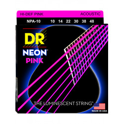 DR NPA-10 - Hi-Def Neon - Pink, jeu guitare acoustique, Extra Light 10-48
