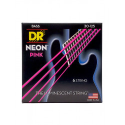 DR NPB6-30 - Hi-Def Neon - Pink, jeu guitare basse, 6 cordes Medium 30-125