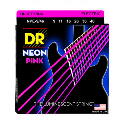 DR NPE-9-46 - Hi-Def Neon - Pink, jeu guitare électrique, Light à Medium 9-46