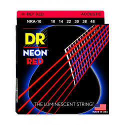 DR NRA-10 - Hi-Def Neon - Red, jeu guitare acoustique, Extra Light 10-48