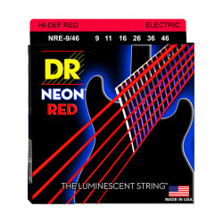 DR NRE-9-46 - Hi-Def Neon - Red, jeu guitare électrique, Light à Medium 9-46
